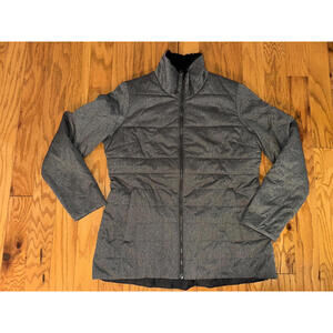 Women's XL The North Face Harway Jacket Black Gray Reversible Faux Fur Insulated